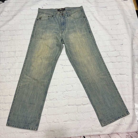Ecko Unlimited Stylish Baggy Jeans Dirty Wash Denim Argyle Pocket 34 x 32 EuC - Picture 12 of 12